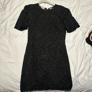 Vintage Black Beaded Dress. Petite Small.